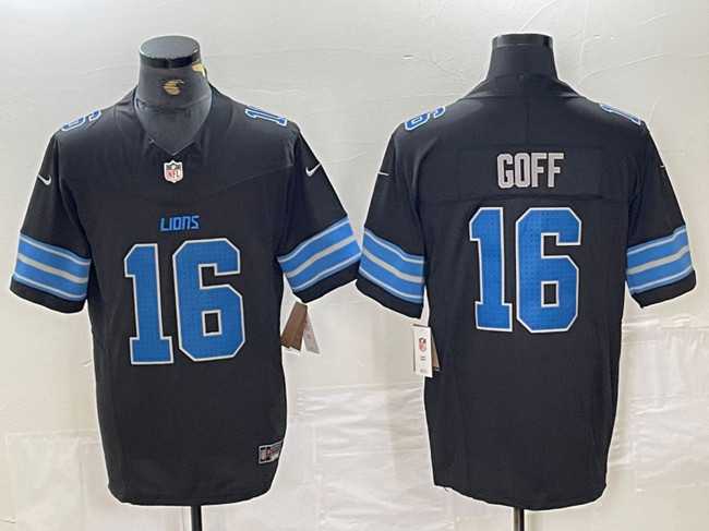 Mens Detroit Lions #16 Jared Goff Black 2024 F.U.S.E. 2nd Alternate Vapor Limited Football Stitched Jersey